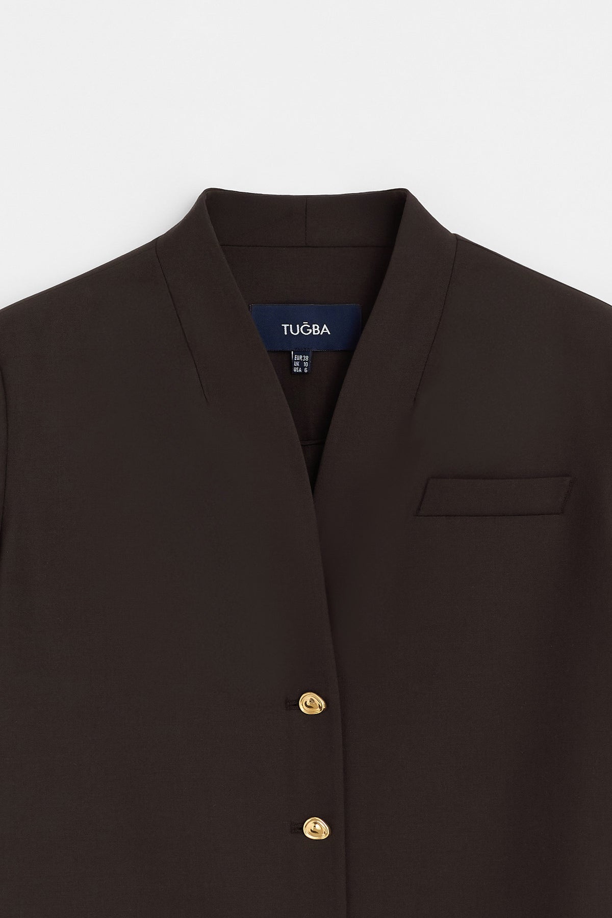 Wool Blend Button-Up Jacket - Brown