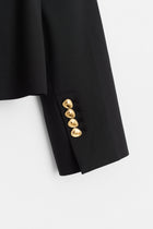 Wool Blend Buttoned Jacket - Black