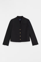 Wool Blend Buttoned Jacket - Black