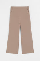 Wide Leg Elastic Waist Trousers - Mink