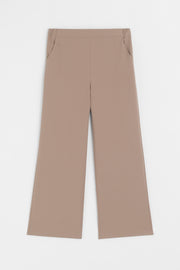 Wide Leg Elastic Waist Trousers - Mink