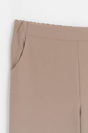 Wide Leg Elastic Waist Trousers - Mink