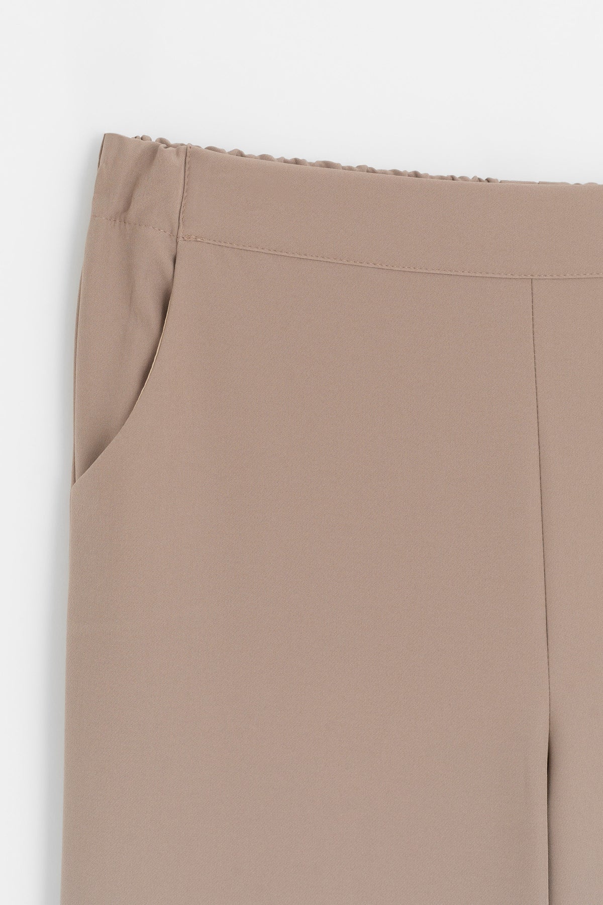 Wide Leg Elastic Waist Trousers - Mink