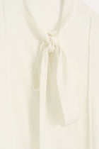 100% Silk Collar Scarf Detail Shirt - Ecru