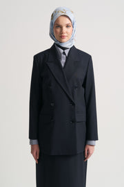 Double-Breasted Jacket - Navy Blue