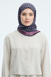 Lalezar %100 Pamuk Natural Eşarp - Lacivert TUĞBA
