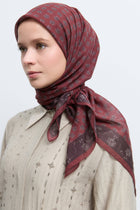Lalezar %100 Pamuk Natural Eşarp - Bordo TUĞBA