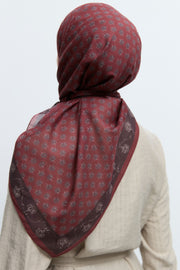 Lalezar %100 Pamuk Natural Eşarp - Bordo TUĞBA