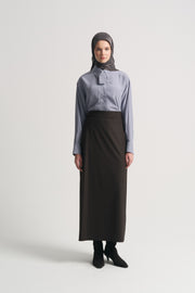 Pencil Skirt with Slit Detail - Brown