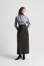 Pencil Skirt with Slit Detail - Brown