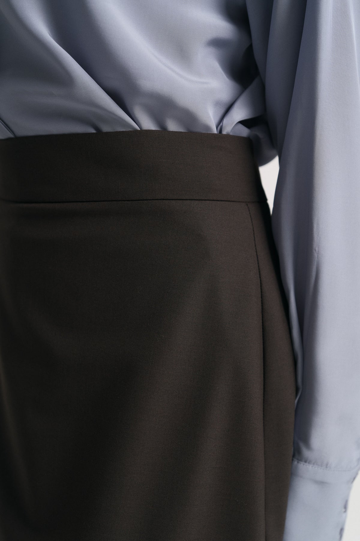 Pencil Skirt with Slit Detail - Brown