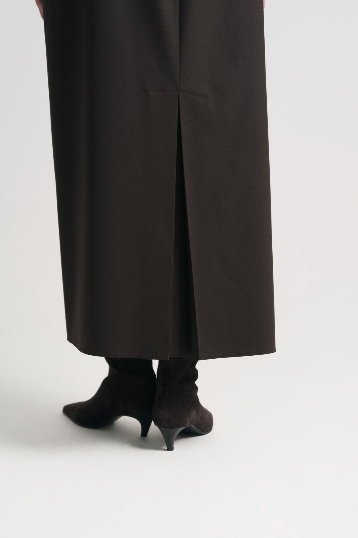 Pencil Skirt with Slit Detail - Brown