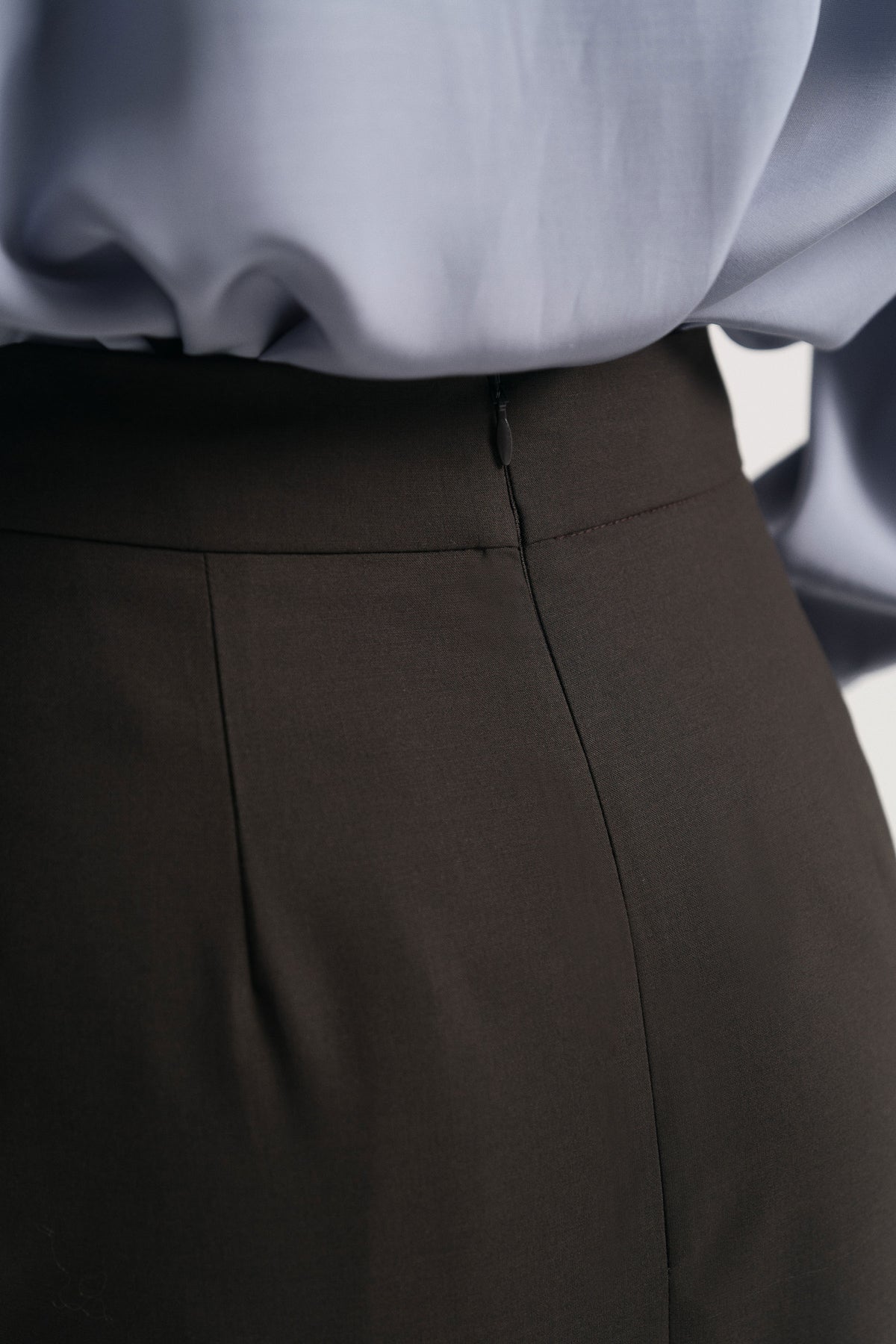 Pencil Skirt with Slit Detail - Brown
