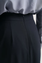 Pencil Skirt with Slit Detail - Navy Blue
