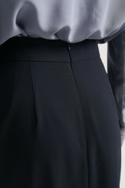 Pencil Skirt with Slit Detail - Navy Blue