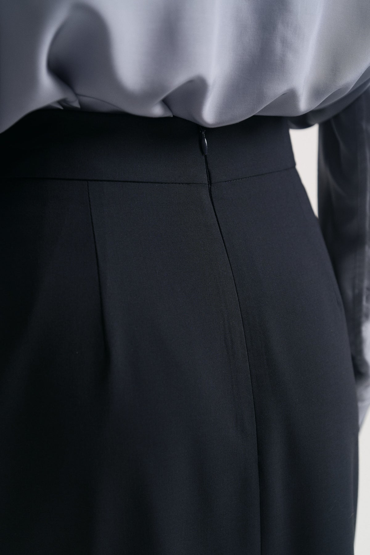 Pencil Skirt with Slit Detail - Navy Blue