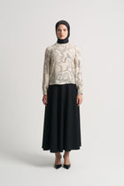 Rayon Blend Self-Patterned Blouse - Ecru
