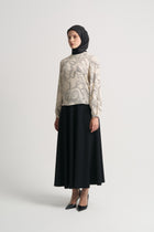 Rayon Blend Self-Patterned Blouse - Ecru