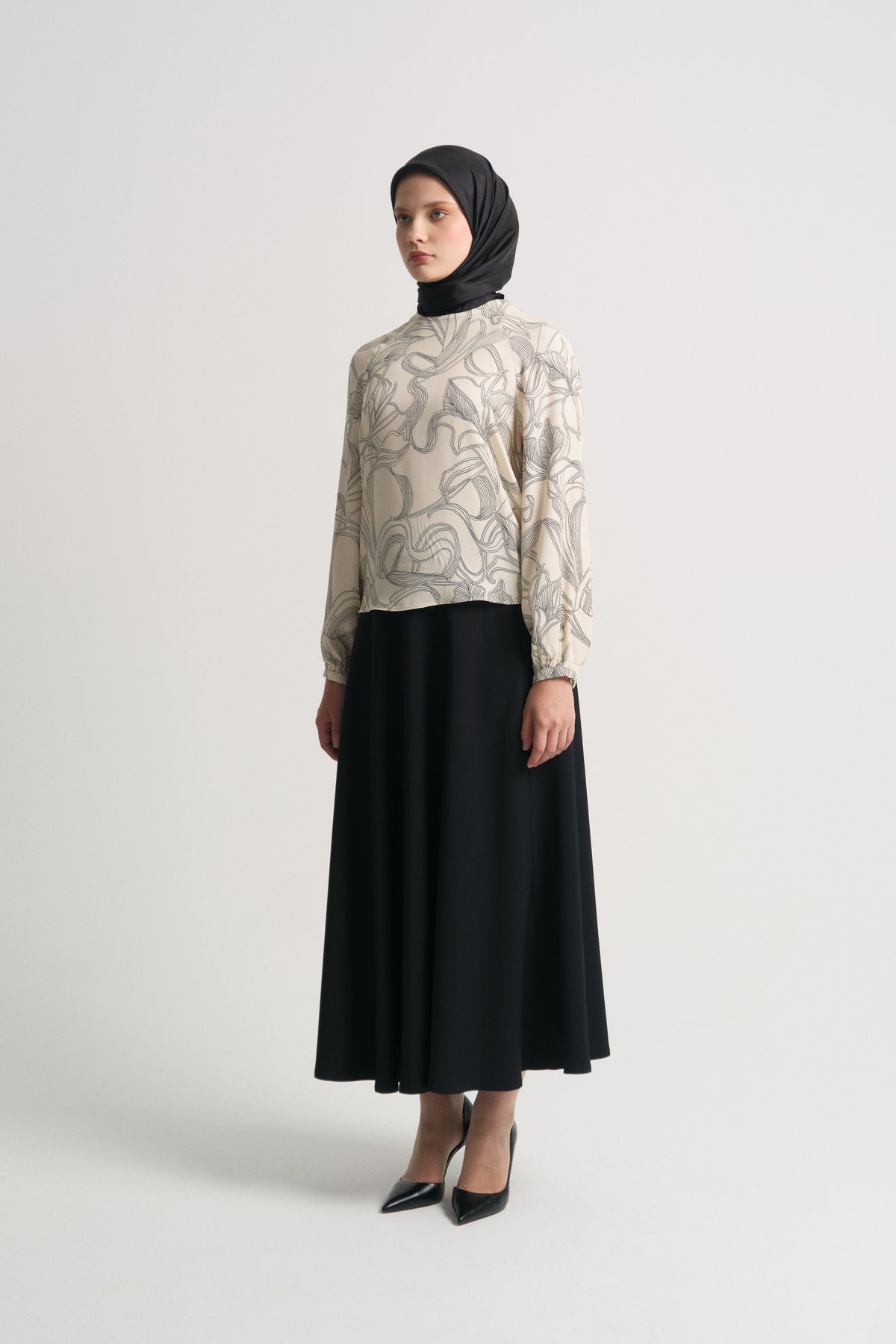 Rayon Blend Self-Patterned Blouse - Ecru