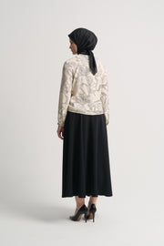Rayon Blend Self-Patterned Blouse - Ecru