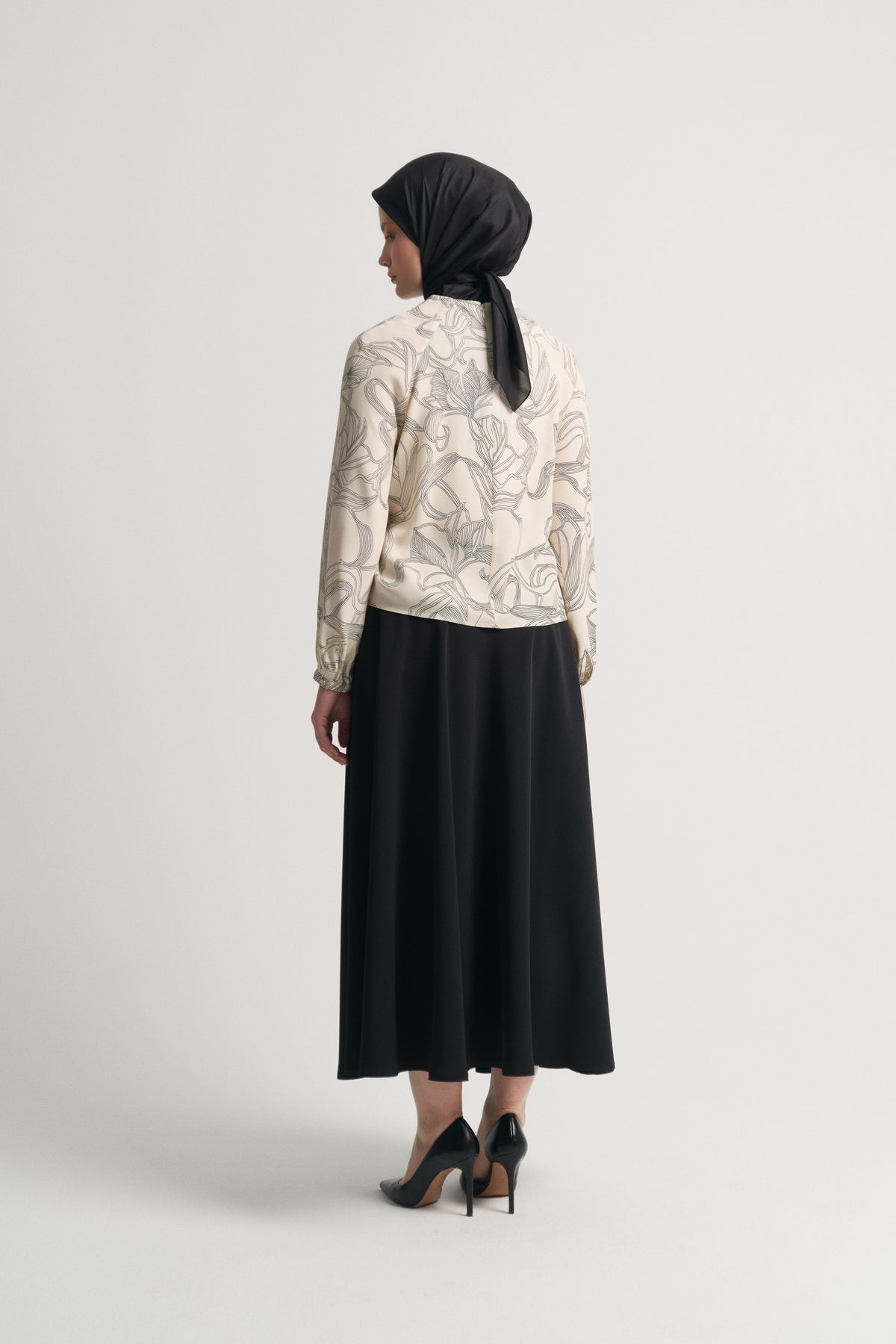Rayon Blend Self-Patterned Blouse - Ecru
