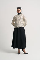 Rayon Blend Self-Patterned Blouse - Ecru