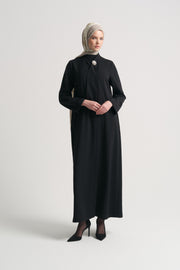 Abaya with Shawl Detail at the Neck - Black