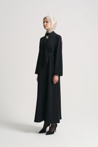 Abaya with Shawl Detail at the Neck - Black