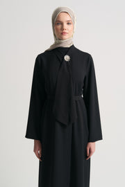 Abaya with Shawl Detail at the Neck - Black