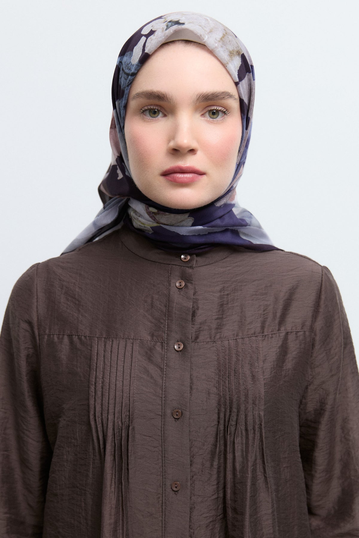 Dilrüba %100 Pamuk Natural Eşarp - Lacivert TUĞBA