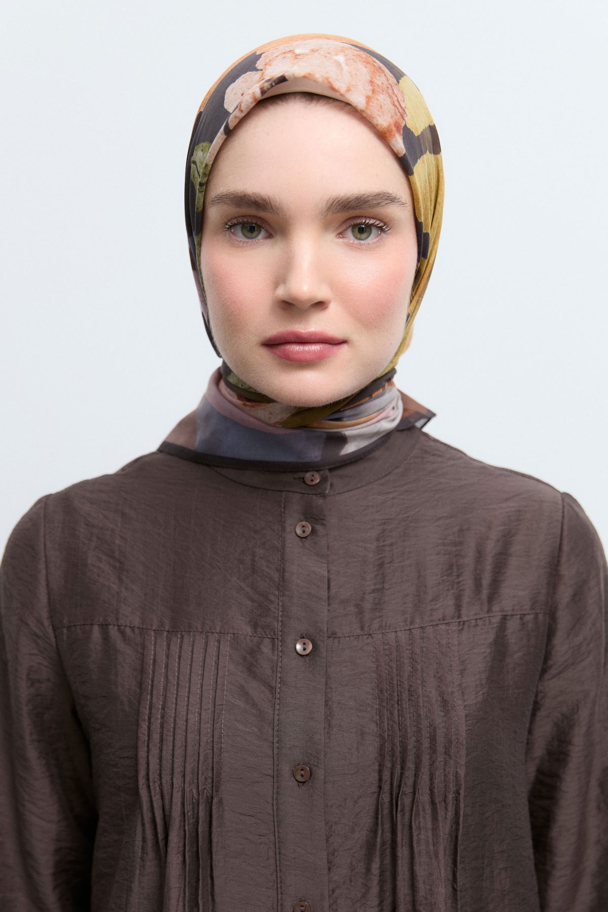 Dilrüba %100 Pamuk Natural Eşarp - Acı Kahve