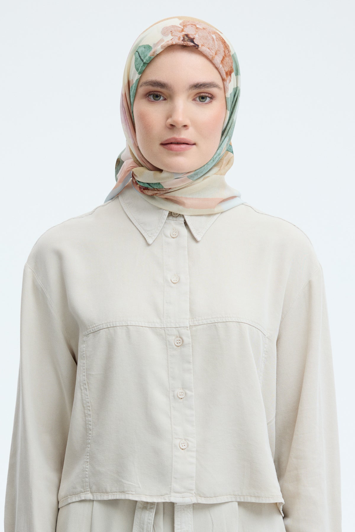 Dilrüba %100 Pamuk Natural Eşarp - Buz