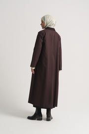 Lyocell Blend Hidden Button Trench Coat - Brown