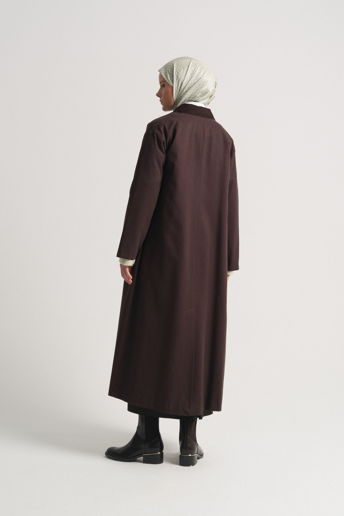 Lyocell Blend Hidden Button Trench Coat - Brown