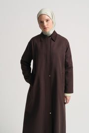 Lyocell Blend Hidden Button Trench Coat - Brown