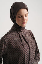 Viscose Blend Patterned Tunic with Scarf Detail at Neck - Plum