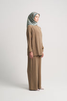 Lyocell Karışım Bol Kesim Pantolon - Olive