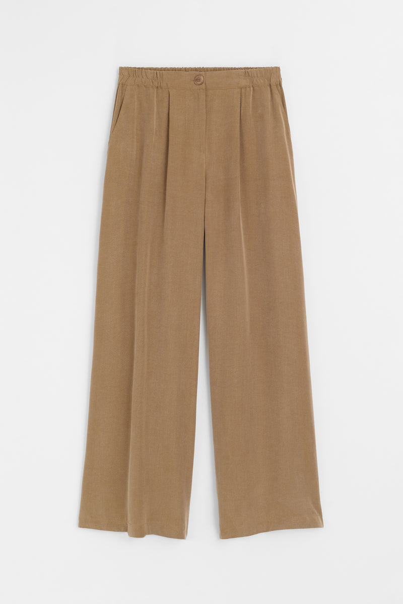 Lyocell Karışım Bol Kesim Pantolon - Olive