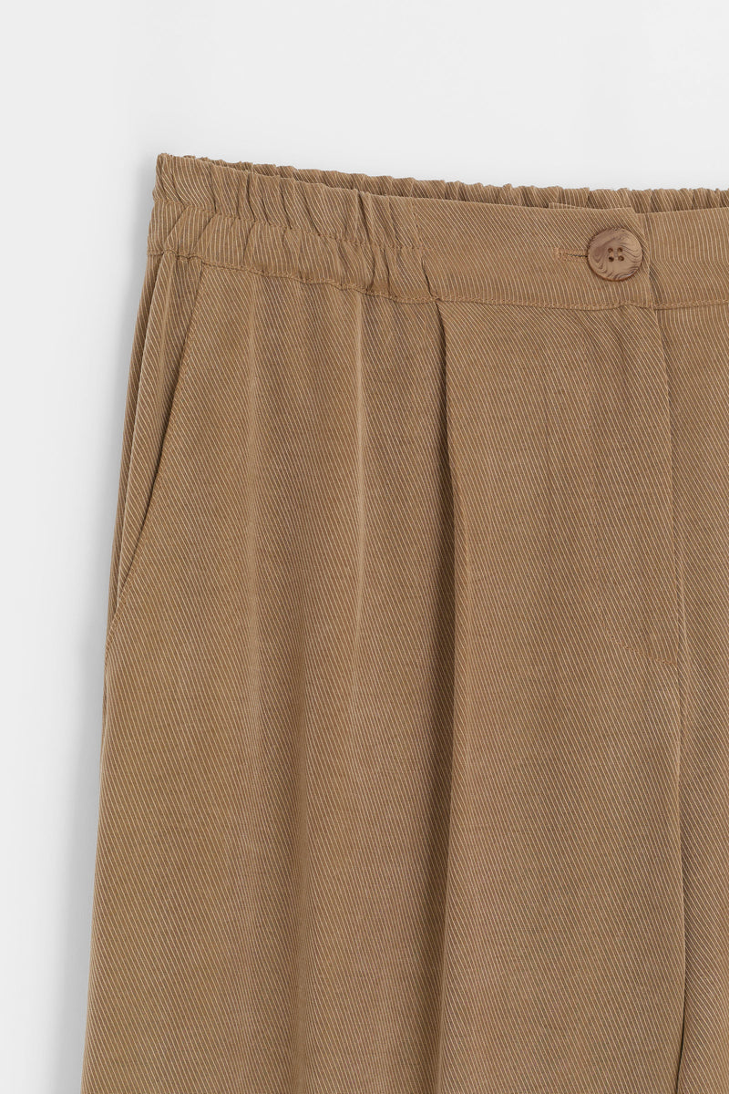 Lyocell Karışım Bol Kesim Pantolon - Olive