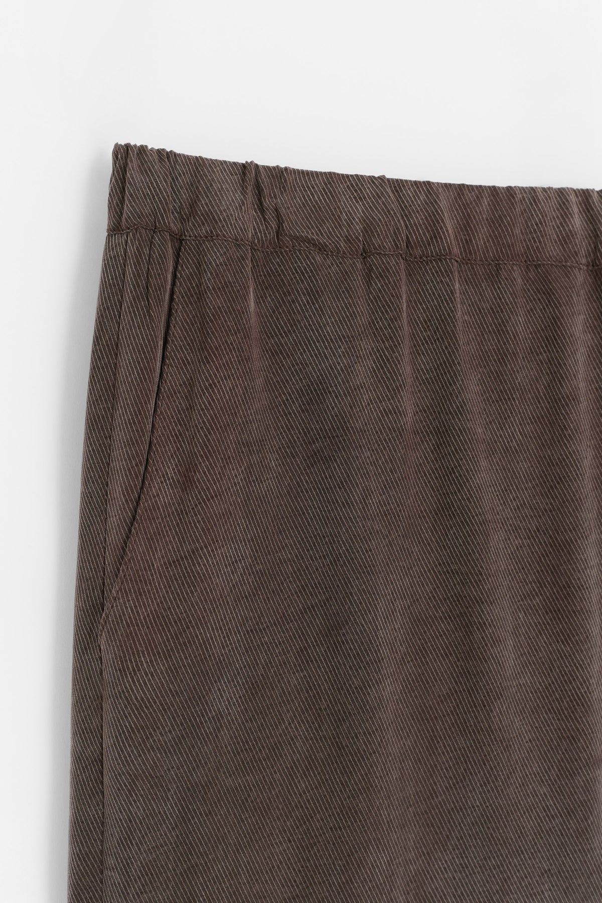 Lyocell Blend Gathered Waist Set - Coffee