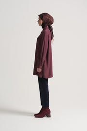 100% Viscose Mandarin Collar Tunic - Plum