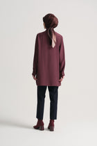 100% Viscose Mandarin Collar Tunic - Plum