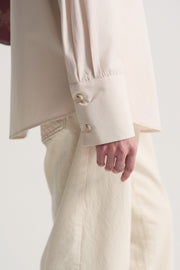100% Cotton Hidden Placket Shirt - Ecru