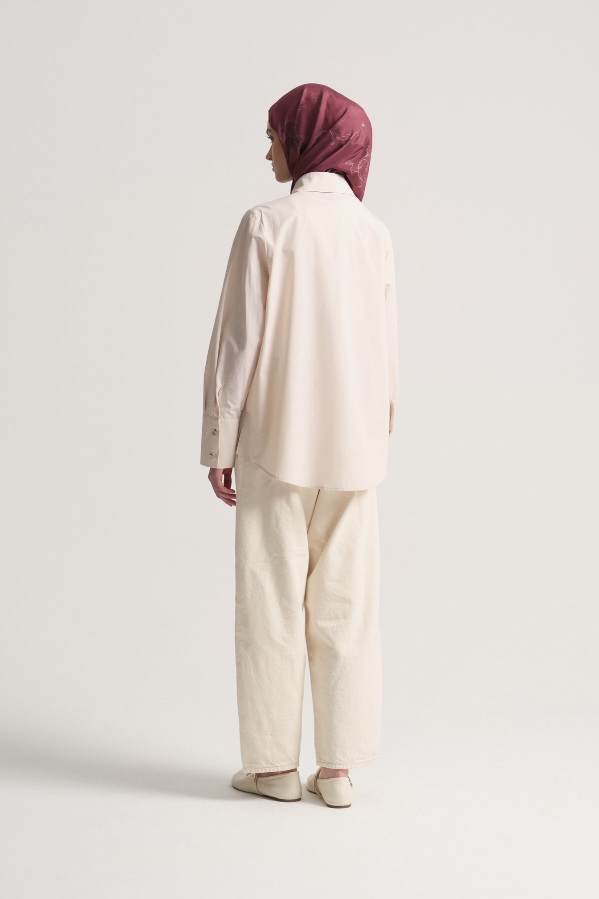 100% Cotton Hidden Placket Shirt - Ecru