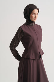Fermuarlı Süveter - Mürdüm