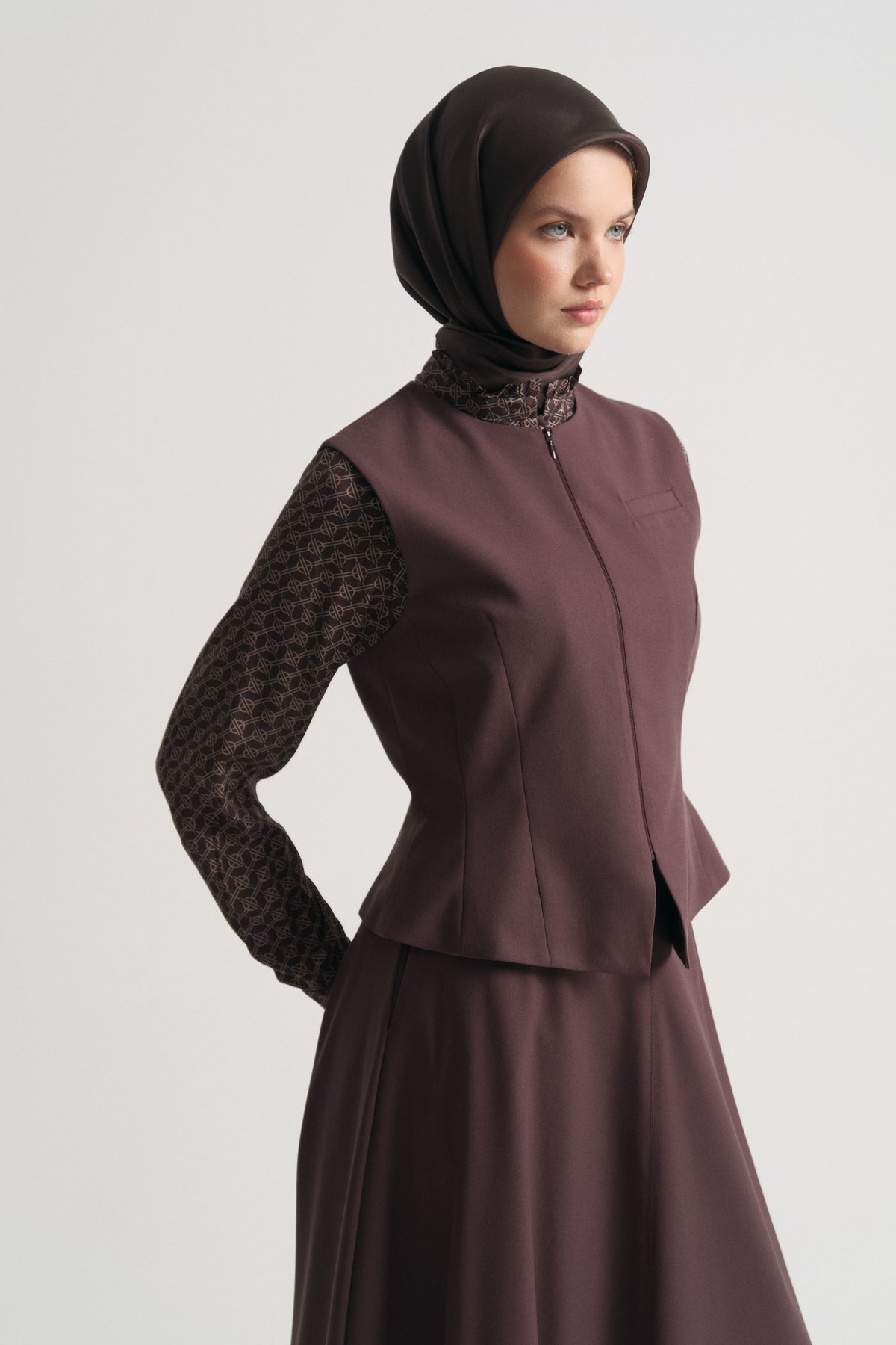 Fermuarlı Süveter - Mürdüm