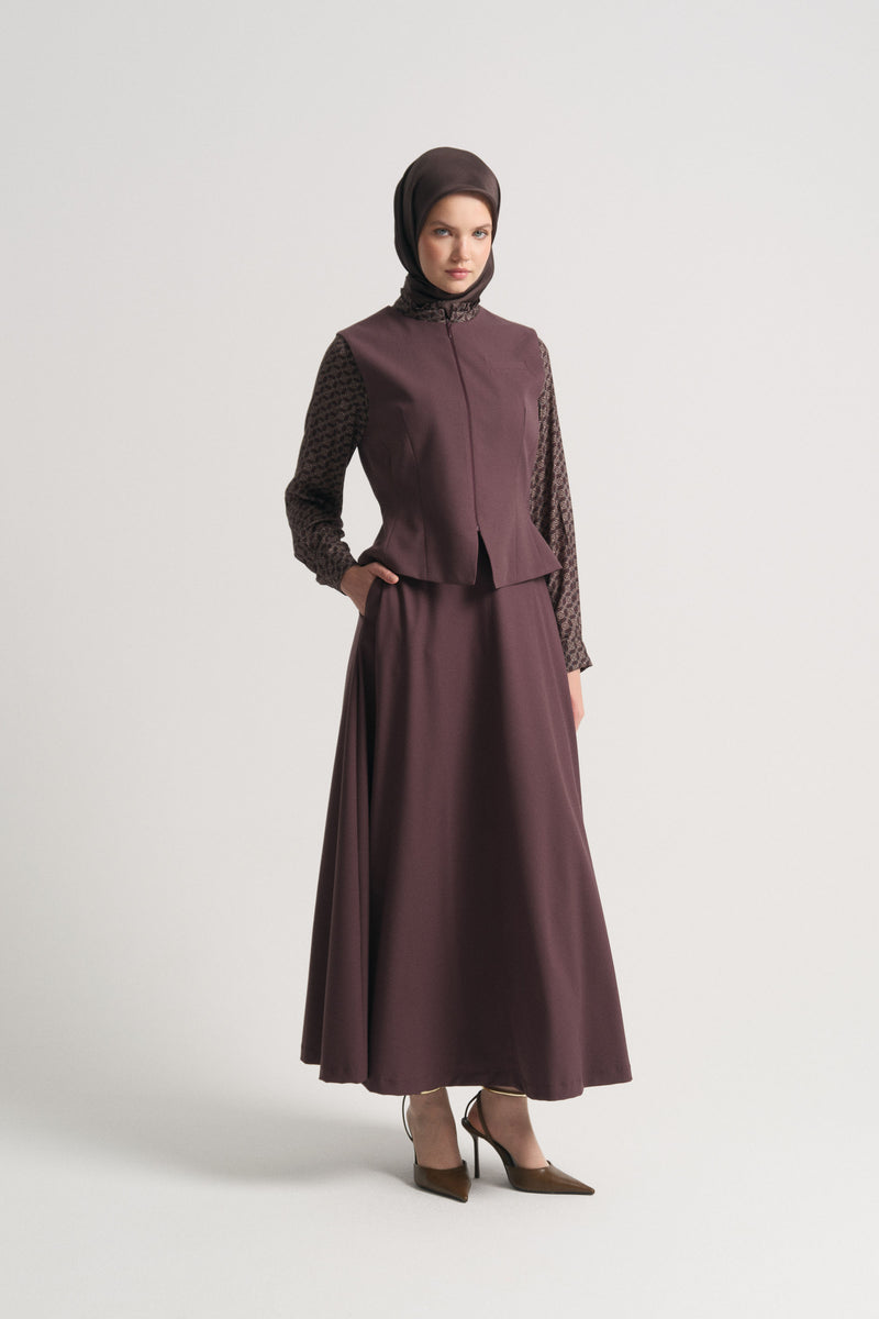 Fermuarlı Süveter - Mürdüm