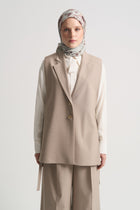 Vest with Slit Detail - Beige