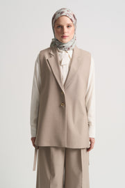 Vest with Slit Detail - Beige
