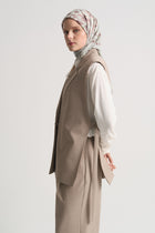 Vest with Slit Detail - Beige